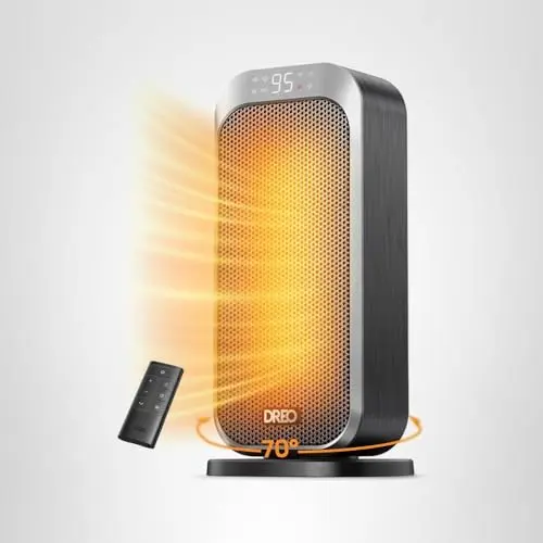 DREO Quiet Space Heater, 1500W Portable Heaters for Indoor Use with Remote, 70° Oscillation, Fast and Safety Electric PTC Ceramic for Desk Office Bedroom, 12H Timer 9