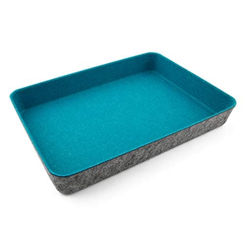 Three by Three Seattle Felt Like It! 13 x 9.5 Inch Felt Tray Drawer Organizer, Fits Standard Letter Size Paper Sheets (Blue)