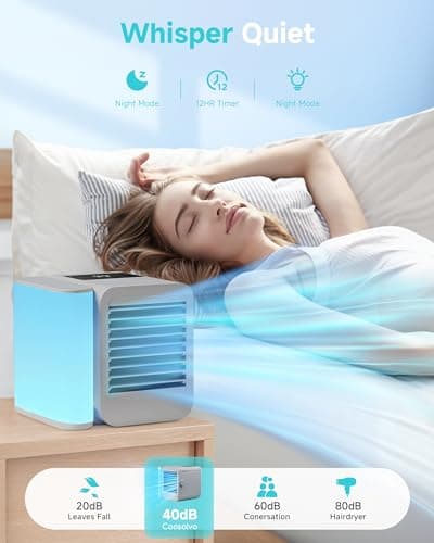 Portable Air Conditioner Cooling Fan: Evaporative Mini Air Cooler with 𝟳 𝗖𝗼𝗹𝗼𝗿𝘀 - USB Personal Air Cooler Desktop Ac Unit for Room Office Home (Grey) 6