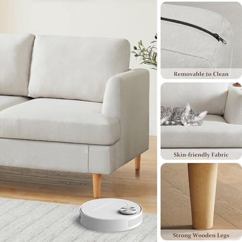 Busaurus Loveseat Sofa 56", Couches for Spaces, Mid Century Love Seat Couches for Living Room, Upholstered 2-Seater Couch for Bedroom, Waiting Room, Beige 6