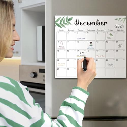 Aesthetic Magnetic Calendar For Refrigerator, Fridge Calendar Runs From January 2024 Until June 2025, 18 Monthly Refrigerator Calendar With Greenery Designs for Easy Organizing - Nature 7