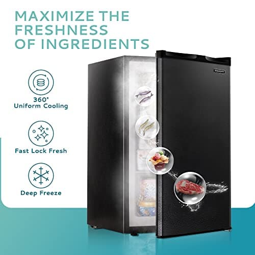 Euhomy Upright freezer, 3.0 Cubic Feet, Single Door Compact Mini Freezer with Reversible Door, Small freezer for Home/Dorms/Apartment/Office (Black) 5