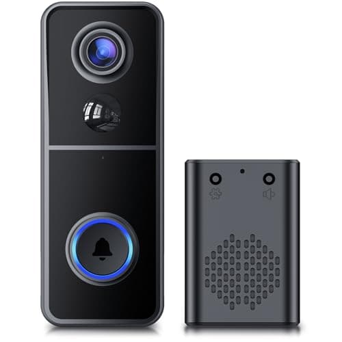 AUE Doorbell Camera Wireless, 2K HD Video Doorbell with Ring Chime, Battery Operated, Night Vision, 2-Way Audio, PIR Motion Detection, 2.4Ghz WiFi, IP66 Waterproof, Compatible with Alexa