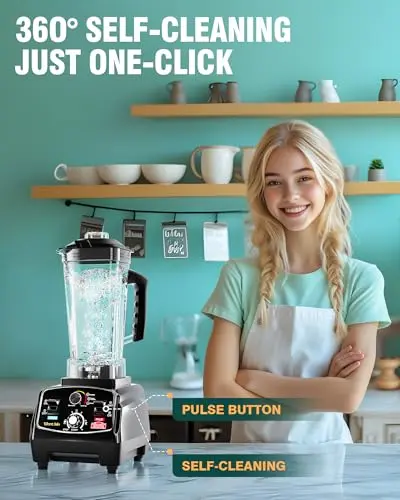 WantJoin Professional Blender, ETL listed 68oz Commercial Blender for kitchen Max 1800W High Power Home and Commercial with Timer, Smoothie Maker 2200ml for Crushing Ice, Frozen Dessert, Soup,fish 9
