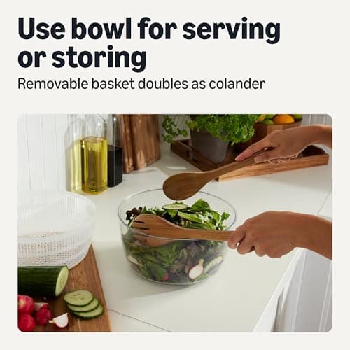 Amazon Basics Salad Spinner, BPA-Free, 4.2 qt., Linen Gray 6