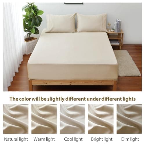 Full Size Fitted Sheet Only Beige, 100% Egyptian Cotton 600 Thread Count, 16" Deep Pocket Premium Cotton Mattress Sheet (1 Bottom Sheet Only) 7