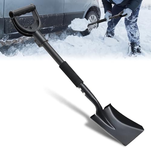 Shovel, Garden Shovels for Transferring, 31” Flat Square Spade Snow Shovel, Small Short Shovels for Car Snow Removal, Digging, Gardening, Trenching, Landscaping, Metal Scoop Shovel with D-Handle Grip
