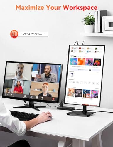 HotYeah Portable Monitor, 18.5" 1080P 100Hz 125% sRGB Laptop Monitor USB-C HDMI External Computer Display HDR FreeSync w/Kickstand & Speaker, 2nd Screen for Laptop PC Mac Phone Tablet Switch PS5 Xbox 5