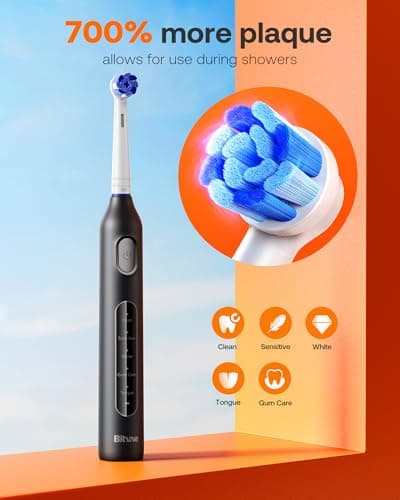 Bitvae Water Dental Flosser Teeth Picks, Cordless Water Flosser for Teeth, Braces, Dental Care and Rechargeable Rotary Electric Toothbrush Combo Set, 4 Tips, 4 Brush Heads, Waterproof, Black, C5+R1 5