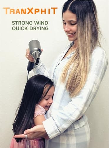 TRANXPHIT High-Speed Hair Blow Dryer: 160000 RPM Professional Hairdryer 500 Millions Negative Ionic Low Noise Thermo Control Lightweight Fast Drying with Brushless Motor for Gift Travel Home Salon 6