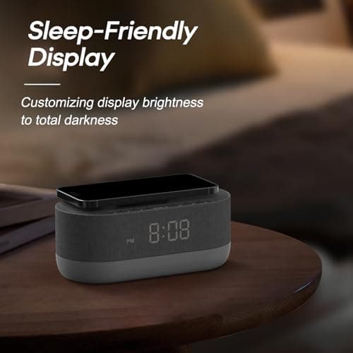 HOUSBAY Wireless Charging Alarm Clock Radio - Fast Charging Station for iPhone Samsung, Bluetooth Speaker, Upgrade Morning Routine, Dimmable Clock with FM Radio for Bedroom 5