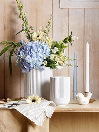 LE TAUCI Utensil Holder for Kitchen Counter, 7.3"+5.4" Fluted Ceramic Utensil Crock Organizer for Countertop, Heavy Large Holder for Spatulas, Spoons, Set of 2, White, Kitchen Counter Decor 5