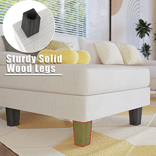 YESHOMY Convertible Sectional Sofa U-Shaped Couch with Soft Modern Cotton Chenille Fabric for Living Room, Oversized Seats with Comfortable Backrest, Beige White 6