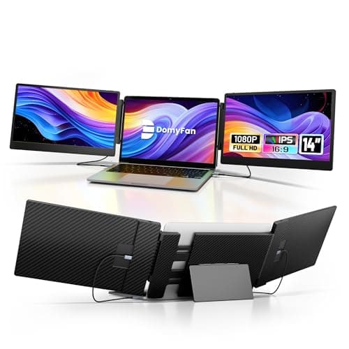 domyfan 14" Laptop Screen Extender, S3 FHD 1080P IPS Triple Portable Monitor Laptop, HDMI/USB-A/Type-C Compatible with Windows/Mac/Android