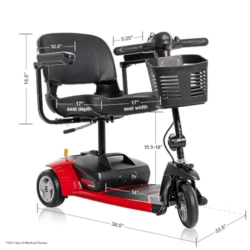 Rascal Venture 3-Wheel Portable Mobility Scooter for Travel, Easy Disassembly, Compact Design, 300 lb Capacity, Battery Included 12