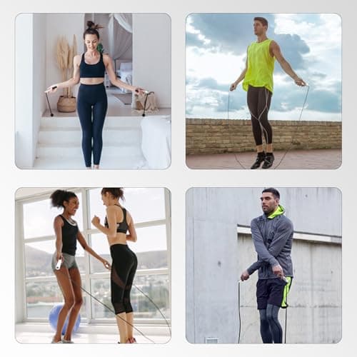 Jump Rope,Ropeless jump ropes weighted with counter for fitness,Home, Indoor or Outdoor exercise use,Workout,Crossfit,Gym,Cordless jump rope for Women,Men, Adults, Kids 5