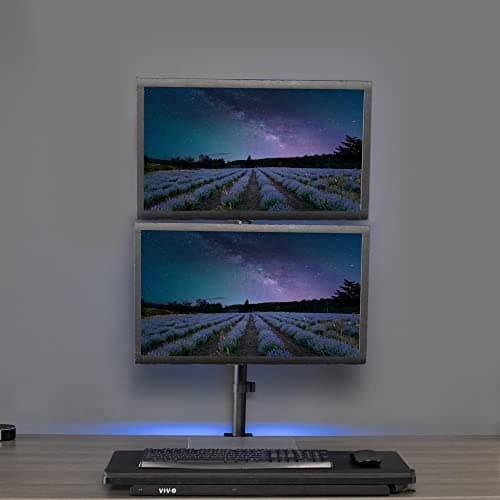 VIVO Extra Tall Vertically Stacked Dual Monitor Desk Mount Stand with 39 inch Stand-up Pole, Fully Adjustable Extended Arms, Fits 2 Screens up to 27 inches, STAND-V012T 8
