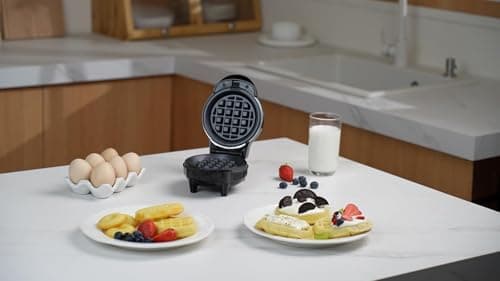UVFAST Mini Waffles Maker with 6 Removable Plates, 3 in 1 Small Waffle Maker Mini- Waffle, Heart Waffle, Donut, 4.5" Non Stick Waffle Iron for Kids and Families, Black 8