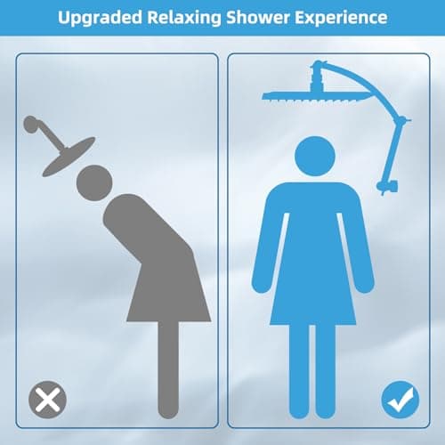 Hibbent All Metal cUPC Certified Rain Shower Head, 10'' High Pressure Rainfall Showerhead with 16" Shower Head Extension Arm, Solid Brass Adjustable Shower Arm Extender, fixed Showerheads, Matte Black 5