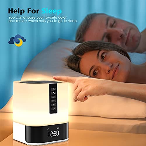 Hetyre Night Light Bluetooth Speaker, 5 in 1 Touch Control Bedside Lamp Dimmable Multi-Color Changing, Bedroom Alarm Clock, Best Birthday Gift Ideas for 10 11 12 13 14 Year Old Teenage Girls/Boys 6