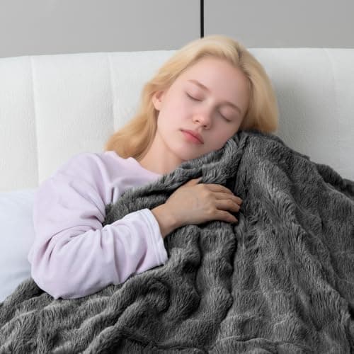 TiMiCalda Heated Blanket Electric Throw- 50"x60" Soft Thick Bubble Electric Blanket for Sofa with 5 Heat Levels & 4 Hours Auto-Off Overheat Protection, Warm Cozy Gifts, Light Grey 6