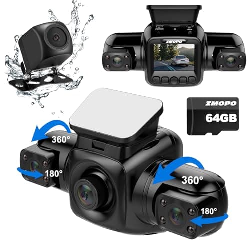 4 Channel Dash Cam Front and Rear Inside Left Right FHD 1080P Dash Camera for Cars, 360 View Parking Monitoring Mode, Built-in WiFi, Free 64GB Card
