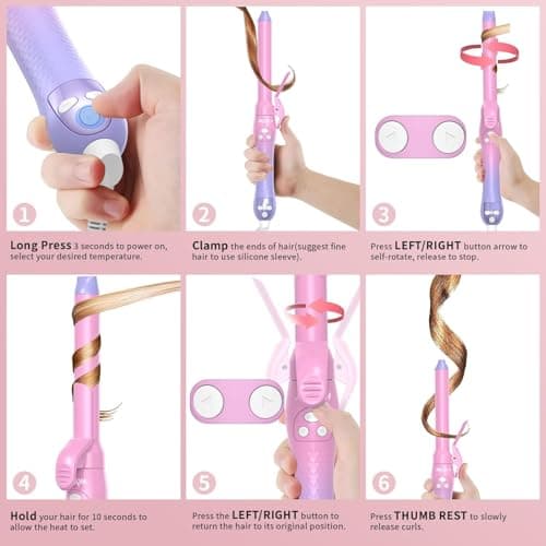 ANGILALA Rotating Curling Iron, Beach Waves Hair Curler Automatic Rotating, Best Curling Iron for Thin Fine Hair 6