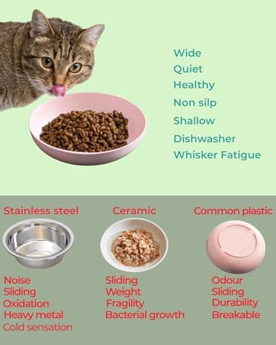 6-Pack Cat Food Bowl with Non-Slip Feet, Whisker Fatigue Cat Dishes for Food, Plastic Cats Bowls Set for Multi-Cats Homes, 5.5" Wide Shallow Relief Kitten Bowls BPA-Free, Dishwasher Safe 6