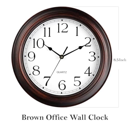 KECYET Wall Clocks Battery Operated Silent Non-Ticking Wall Clock 8.5 Inch Small Vintage Retro Rustic Style Decorative for Kitchen Living Room Home Office (Bronze) 9