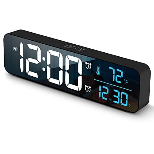 Hournor Digital Clock for Bedroom, Digital Wall Clock for Living Room Decor, Desk Table Clocks, Digital Clock Large Display, Bedroom Smart Alarm Clock for Office Blue