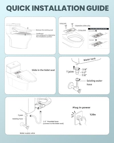 Electric Bidet Toilet Seat Elongated, Heated Toilet Seat with Instant Warm Water & Air Dryer, 6 Wash Modes, Dual Control, Self-Cleaning Nozzle, Soft-Close Lid, Night Light, Eco & Child Friendly 9