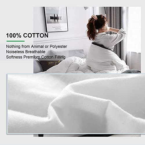 Leisurely Collection 2025 Premium Upgraded Non-Vacuum Bed Quilt All Seasons 100% Cotton Filled Comforter - Reversible Lightweight Soft Breathable Fluffy (Pure White, King) 7