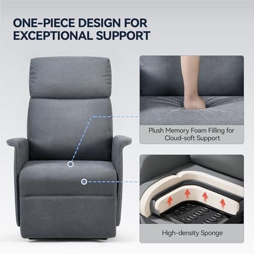 OKUP Large Power Lift Recliner Chair with Massage and Heat for Elderly, Electric Recliner Chairs for Adults with Side Pocket Remote Control, Infinite Position, Fabric (Dark Grey) 5