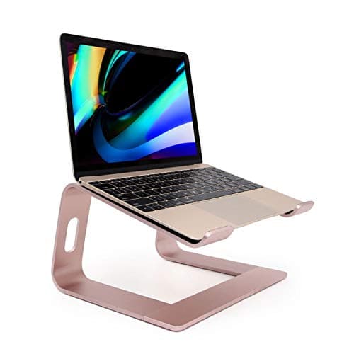 Ergonomic Aluminum Laptop Mount | Computer Stand & Holder - Compatible with MacBook, HP, Lenovo, Samsung, Huawei & More (10-17.3" Laptops) - Rose Gold