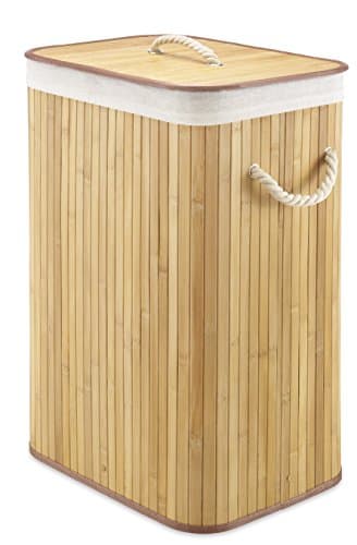 Whitmor Laundry Hamper with Rope Handles Bamboo, 12.25x16.25x23.375, Natural Stain 6277-6702