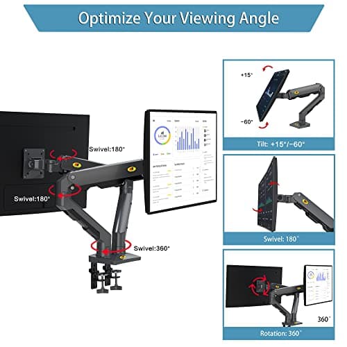 NB North Bayou Heavy Duty Dual Monitor Arm Desk Mount, Full Motion Monitor Stand Fits for Two Big Screens 27"-34" with Heavy Weight Capacity 11lbs-35.2lbs for Each arm, Gaming Monitor Stand G65 5