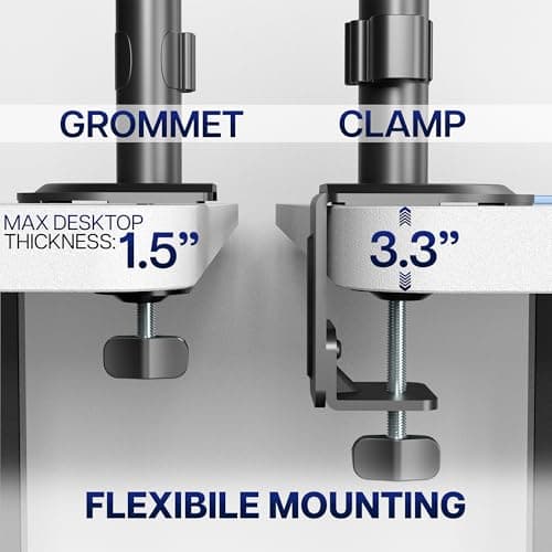 VIVO Dual Monitor Arm Extra Tall Mount for Screens up to 32 inches, Mechanical Height Adjustment, Full Articulating Heavy Duty VESA Stand with Desk C-clamp and Grommet, STAND-V012K 8