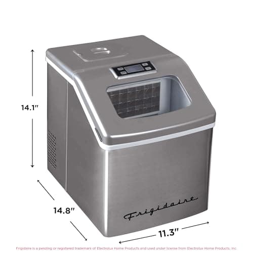FRIGIDAIRE EFIC452-SS 40 Lbs Extra Large Clear Maker, Stainless Steel, Makes Square Ice 6
