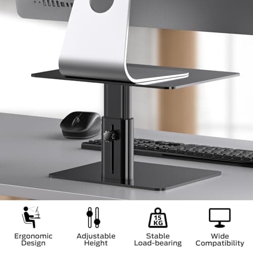 BoYata Monitor Stand, Adjustable Monitor Riser Metal Computer Stand Compatible with TV, PC, Laptop, Computer, iMac, and All Screen Display-Black 6