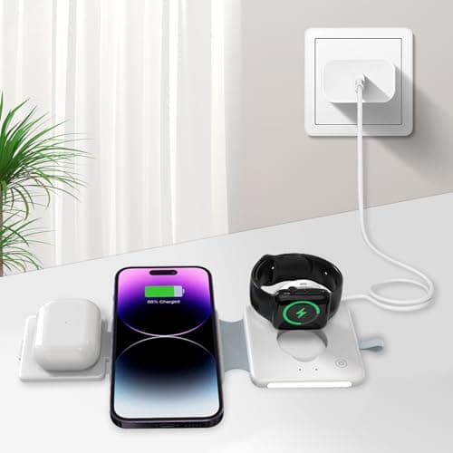 HAOHIYO 3 in 1 Magnetic Wireless Charger for iPhone, 20W Foldable Fast Charging Station for Apple, Samsung Multiple Devices 6