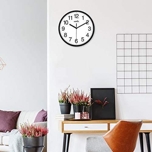 Yoobure 10 Inch Silent Quartz Decorative Wall Clock Non-Ticking Classic Digital Clock Battery Operated Round Easy to Read Home/Office/School Clock 7