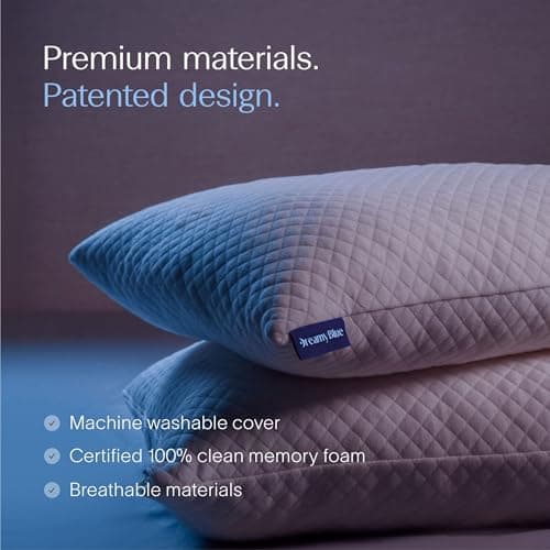 DreamyBlue Signature Pillow w/Adjustable Loft • Shredded Memory Foam Fill • Neutral Alignment for Side, Back, and Stomach Sleepers • Washable Bamboo Rayon Cover • CertiPUR-US Certified Foam (Queen) 5