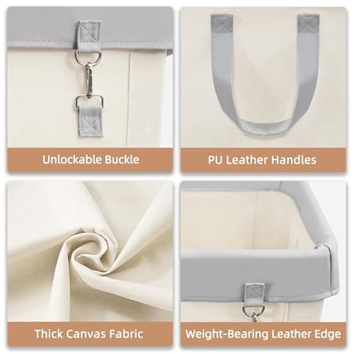 STORAGE MANIAC Commercial Laundry Hamper with Heavy Duty Steel Frame, 160 L Industrial Laundry Basket Cart with Wheels for Hotel, Home, Laundry Room, 18''L x 18''W x 31''H, Medium Beige 7