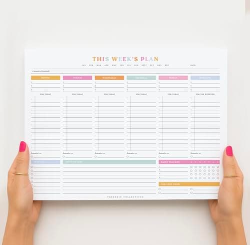 ThreeKin Weekly Planner - Premium 52-Sheet Tear-Off Notepad, 8.5 x 11 inches, Clean Colorful Design, Perfect for Work, School, Projects, and Entrepreneurs, Female & USA Owned Business 5