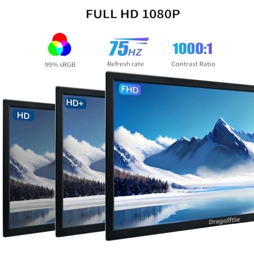 Dragolftie 21.5 Inch Touchscreen Monitor FHD 1920x1080P, Built-in Speakers, VESA Supports, 10-Points Computer Touch Screen PC Display with Type-B HDMI VGA Port, 75Hz Desktop Touch Display, Black 8