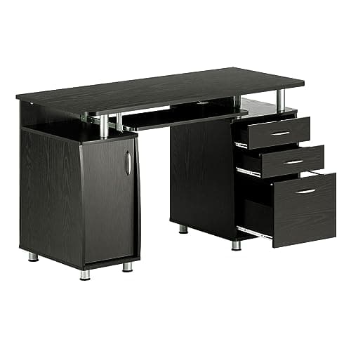 Techni Mobili 47.25" Ergonomic Computer Writing Desk with Drawers, File Cabinet and Storage for Home Office, Espresso 5