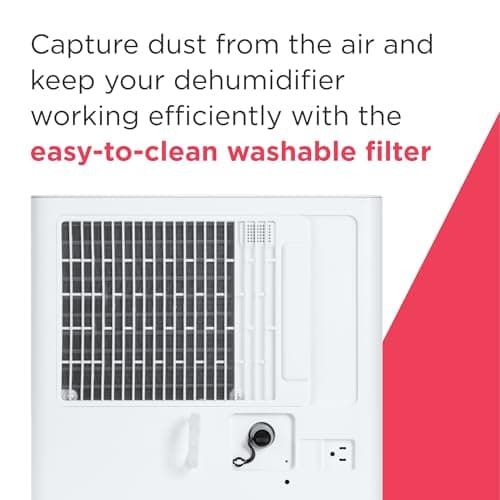 Frigidaire 22-Pint Portable Dehumidifier with Energy Star Certification for Small/Medium Rooms, Bedrooms & Bathrooms, Custom Humidity Control, Auto Shut Off, White 10