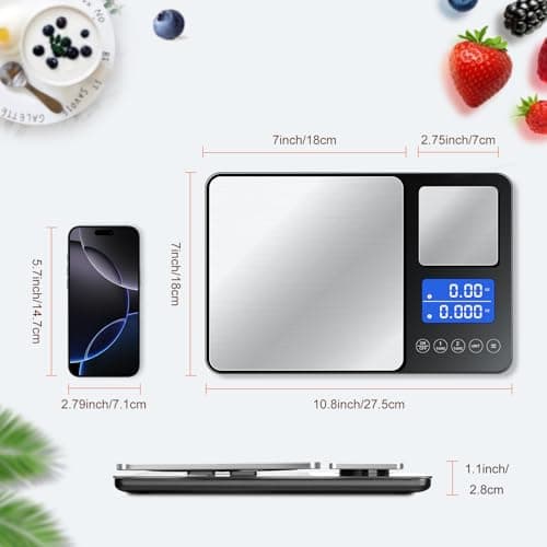 KUAIVO 0.001oz/33lbs Dual Platform Food Kitchen Scales Digital Weight Grams and Ounces, Two Precisions Kitchen Scale for Sourdough Bread, Baking and Cooking with 7 Units Tare, Accumulation Functions 8