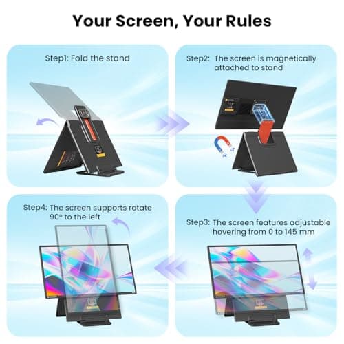 Hyangin 24-inch Large Portable Monitor for Laptop, 2026 Upgraded 1080P FHD 100Hz Portable Screen,125% sRGB IPS Portable Second Monitor with Adjustable Stand for Laptop, MacBook, Phones 6