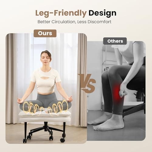 Cross Legged Office Chair, Ergonomic Cloud Criss Cross Desk Chair, Meditation Chair with Wheels, Height Adjustable Seat for ADHD, Wide Kneeling Chair with Back Support 4